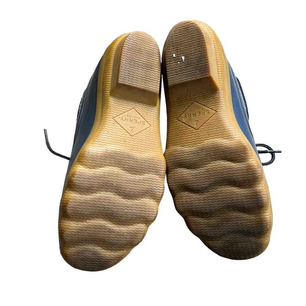 Sperry women’s navy low‎ rise rubber lace up duck boots SZ 7